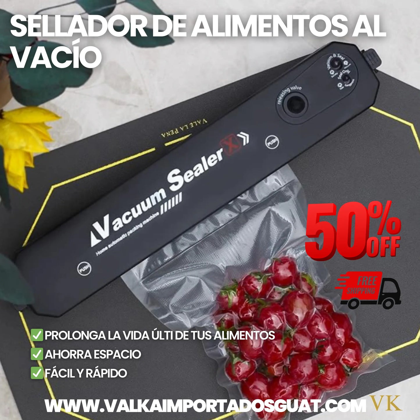 SELLADOR AL VACÍO ALARGA VIDA ÚTIL DE ALIMENTOS + ENVÍO GRATIS