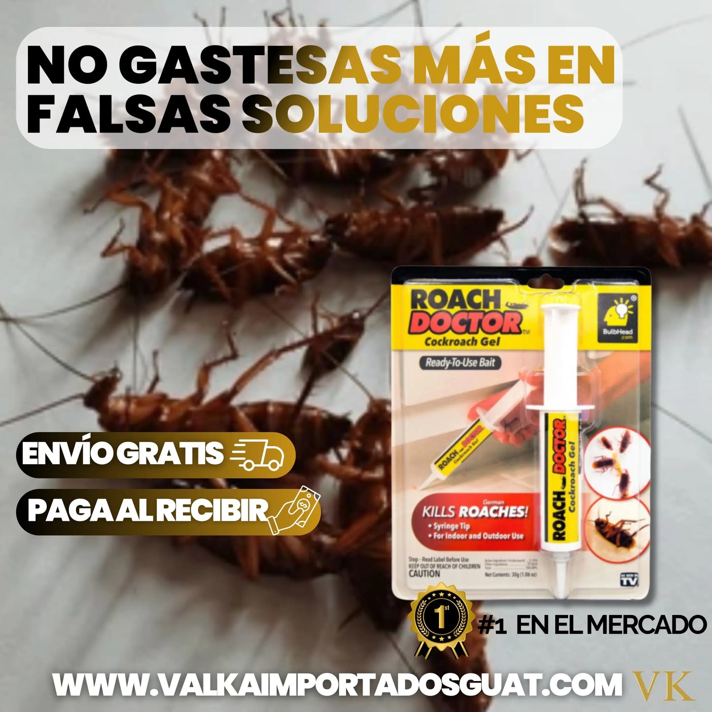 GEL EXTERMINA CUCARACHAS DR ROACH + ENVÍO GRATIS